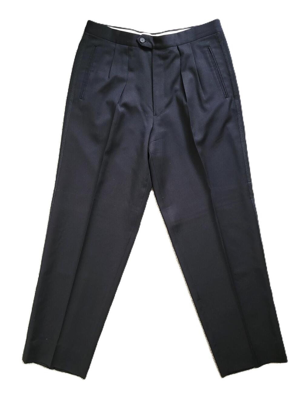 Black Tuxedo Pants Men's 33x30 Satin Stripe Formal Dress Trousers